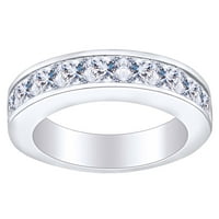 Карат принцеса форма бяла естествена диамантен канал комплект сватбена лента пръстен в 14k твърд бял златен пръстен размер-6