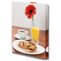 Натюрморт континентална закуска, сервирана с кафе и портокалов сок - платно изкуство на изкуството - 18 12