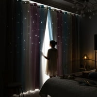 Романтичен градиент с двойно слой тюл + затъмнение завеса на пода Звездни момичета детски спалня спалня