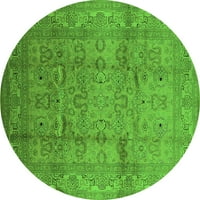 Ahgly Company Indoor Round Oriental Green Industrial Area Rugs, 6 'кръг
