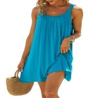 Gwiyeopda тениски рокли за жени люлееща се слънчева рокля плаж бански костюм покрива без ръкави