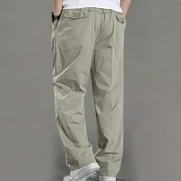 Лийечин мъжки товарни панталони--карго панталони тънък твърд прави панталони ежедневни спортни гащеризони на открито