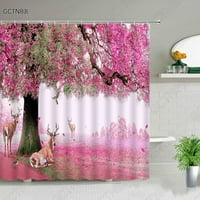 Естествен горски пейзаж душ завеса вода бял еднорог естетика изкуство домашен декор тъкан за баня завеса за баня машина