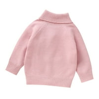 Момчета момичета печат пуловер суичъри Бебешки пуловери плетка кабел Turtleneck Меко топло дете с висока яка Детски пуловер в продължение на 3- месеца