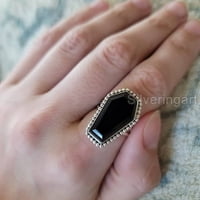 Ковчег пръстен естествен черен они пръстен стерлинги сребърни пръстени Древен пръстен скъпоценен пръстен на пръстен Бохемски бижута Ръчно изработен пръстен ковчег Черен Они пръстен ony пръстен с мъниста пръстен Деня на благодарността
