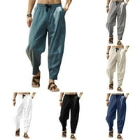 Мъжете памучни панталони от панталони джогинг еластични еластични талии свободни йога харем панталони