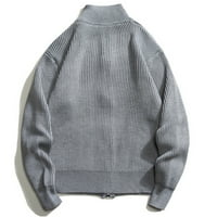 Uorcsa Fashion Zipper Cardigan Men's Turtleneck Knit пуловер Нова пролет и есен мъжки сиво сиво
