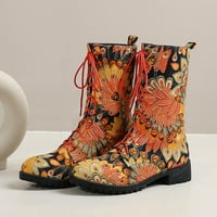 Symoid Womens Boots- Есен и зимни ботуши с ниска дантела с дантела кръг