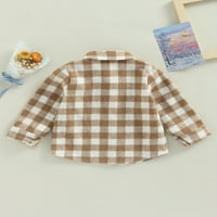 Bagilaanoe Toddler Baby Boys Girls Flannel Plaid Juge Gude Lang Lapel Button Downed Rishes Coats 3T 4T 5T Kids Shacket Cardigan Tops