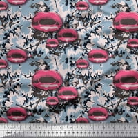 Soimoi Georgette Viscose Fabric Texture & Women Lips Fashion Decor Fabric Printed Yard Wide