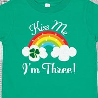 Inktastic 3-ти рожден ден целувка ме аз съм три ирландски подарък за малко дете или тениска за момиче