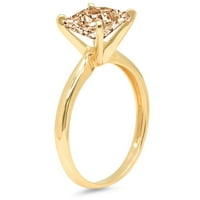 3CT Princess Cut Champagne симулиран диамант 14k жълто злато годишнина годежен пръстен размер 3.5