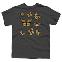 Монарх пеперуда Момчета въглен сив графичен тройник - Дизайн от хора m