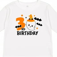 Inktastic 3-ти рожден ден с призрак и прилепи Хелоуин подарък за малко дете или малко дете тениска с дълъг ръкав
