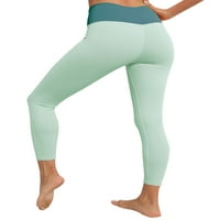 Жени контрастират цвят пачуърк кръст на талията тренировка за крака йога панталони
