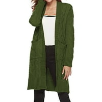 Caicj Дълги зимни палта за жени с жилетка от жилетка за памук с памук с дълъг бутон с големи размери на жици зелени, m