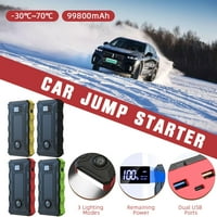 Homitt 99800mah Car Jump Starter Booster Booster Portable Battery Charger Устойчив захранващ банка LED фенерче Dual USB Compass за аварийни 12V превозни средства, жълто и черно