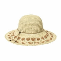 Жени флопи фланциращи сламени слънчеви шапки лятна боулер плаж капачка широк ръб cr