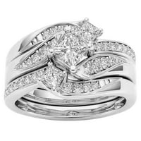 Muxika дамски пръстени сватбена лента пръстени, 3-инчов годеж на сватба Булчински пръстен, обещани пръстени за жени, подарък за юбилейни бижута
