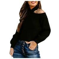 Дълги пуловери за пуловери за жени пуловери пуловери с дълъг ръкав черен xl