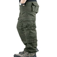 Glookwis мъже с джобове панталони ретро дъно редовно прилягане на винтидж товарни панталони бутони солиден цвят тактически панталон трева зелено 33