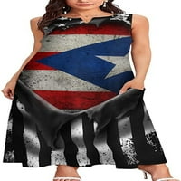 Американски пуерто рико флаг женски рокля за глезена на глезена дълъг плаж sundress maxi без ръкави небрежно
