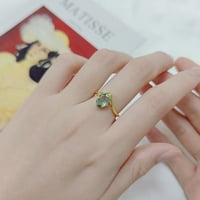 Естествен мъх ахатен пръстен, 18k злато над сребърен извит пръстен за жени