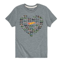 Горещи колела - Сърцето на валентинките на валентинки - Графична тениска за малко дете и младежи
