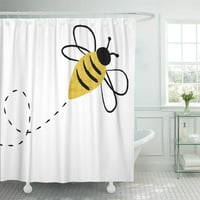 Жълта пчелна пчела в полета Златна причудлива завеса за душ