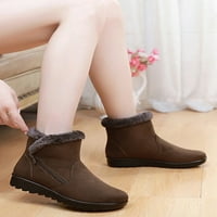 Gomelly Womens Winter Shoes Plush Lining Snow Boots Zipper Ankle Boot Небрежна топла обувка Работа студено време кафяво 5.5