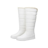 Ymiytan дамски снежни ботуши издърпайте зимата ботуш висок коляно високо ботуши на открито ходещи обувки водоустойчиви плюшени топли обувки бяло 9